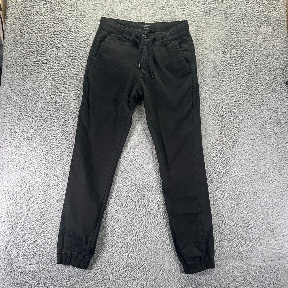 Industrie Pant Mens 32x32 Black Cotton Jogger Tapered Travel Streetwear Stretch